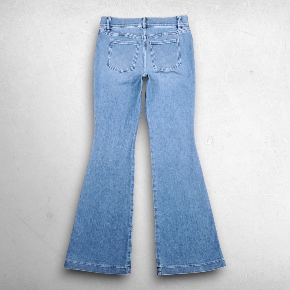 Spanx Pull-On Flare Denim Jeans Women M Light Wash Boho Hippie Retro Minimalist - Picture 2 of 11